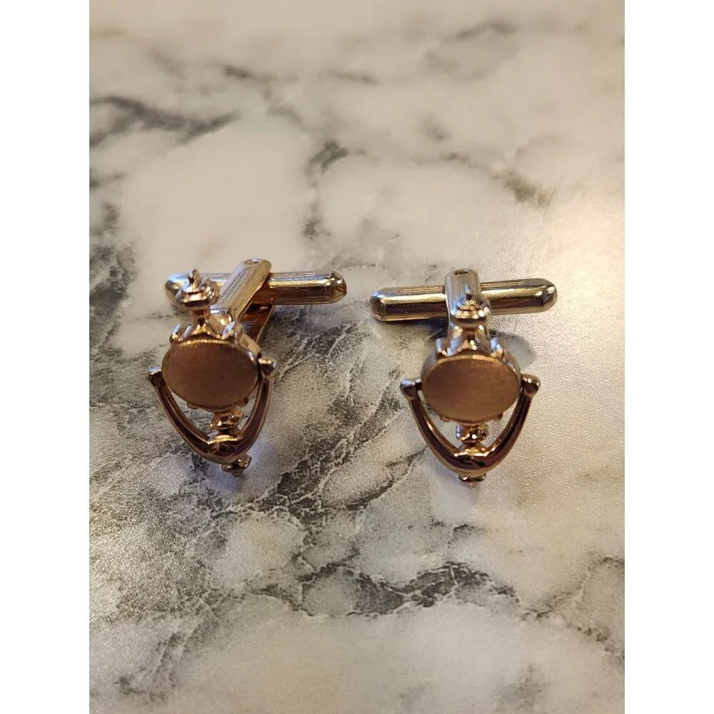 Vintage Hickok USA Gold Tone Articulated Door Knocker Cufflinks